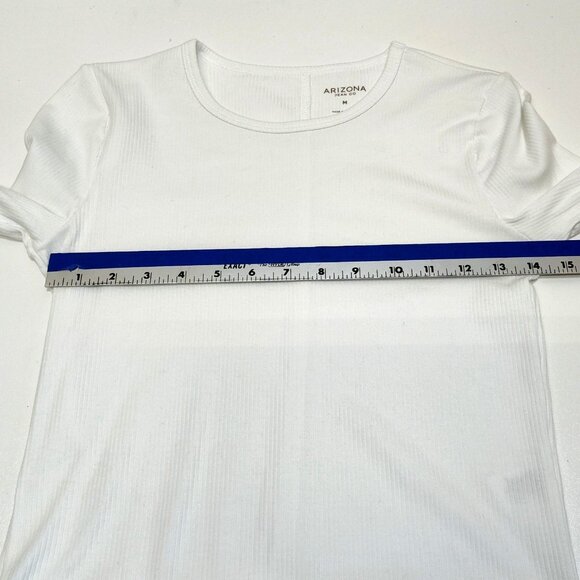 Arizona Jean Co Ribbed Long Sleeve Crop Top Med T-Shirt Lettuce Edge Waist Cuffs - Picture 5 of 6